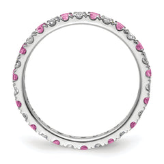 14K White Gold Lab Grown Dia VS/SI GH & Cr Pink Sapp Eternity Ban - 4