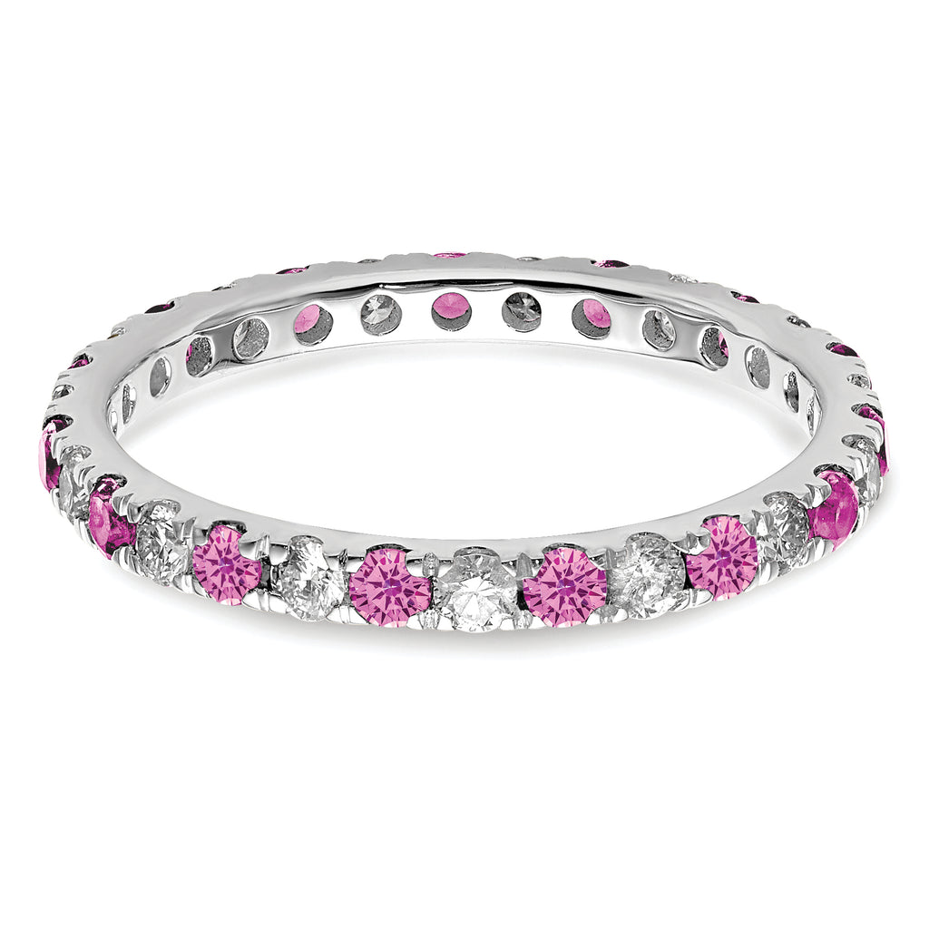 14K White Gold Lab Grown Dia VS/SI GH & Cr Pink Sapp Eternity Ban