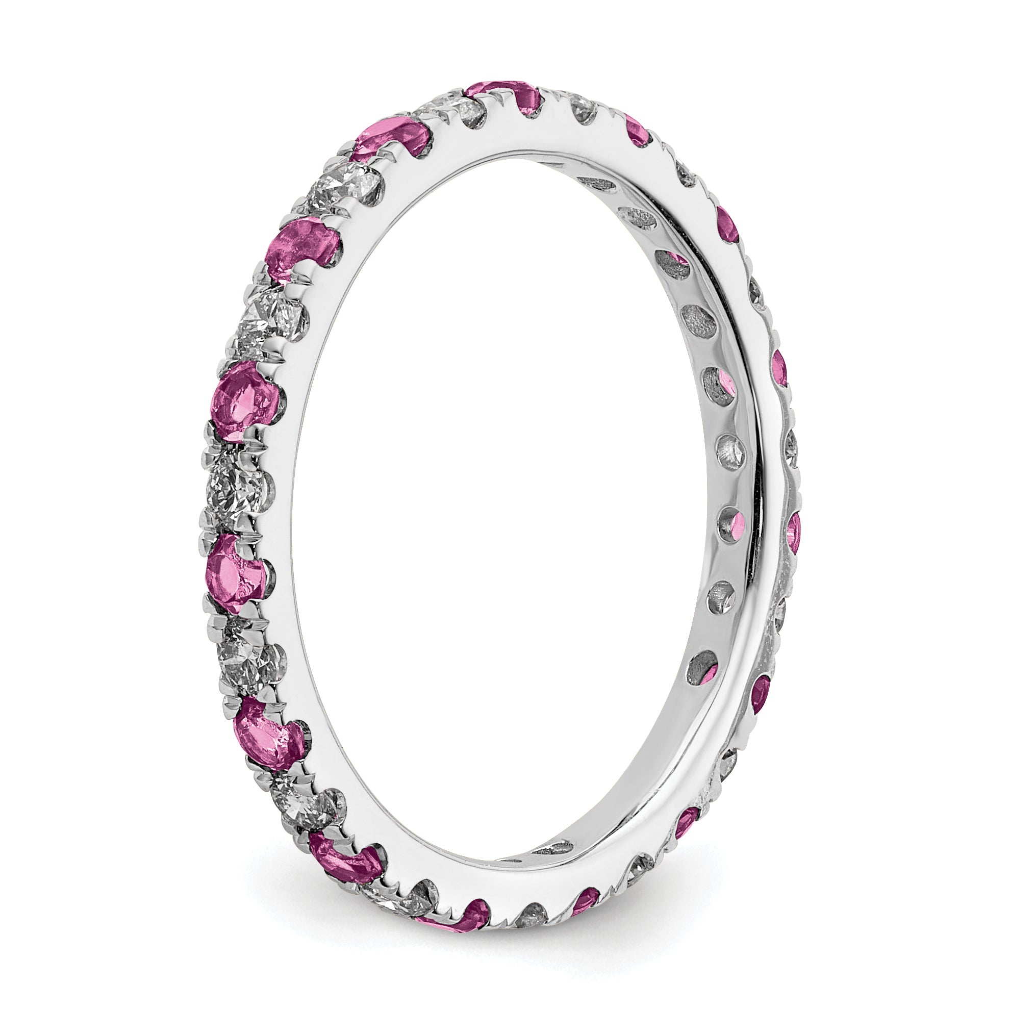 14K White Gold Lab Grown Dia VS/SI GH & Cr Pink Sapp Eternity Ban - 4