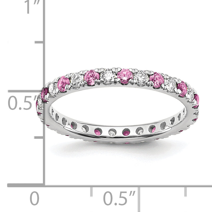 14K White Gold Lab Grown Dia VS/SI GH & Cr Pink Sapp Eternity Ban - 4