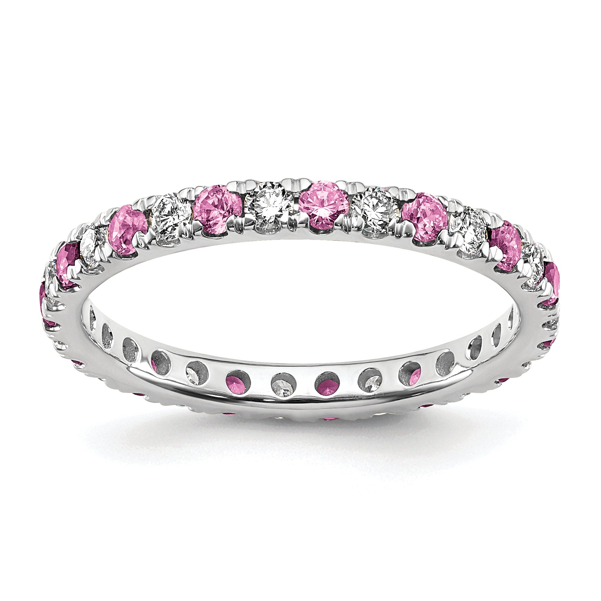 14K White Gold Lab Grown Dia VS/SI GH & Cr Pink Sapp Eternity Ban Main image
