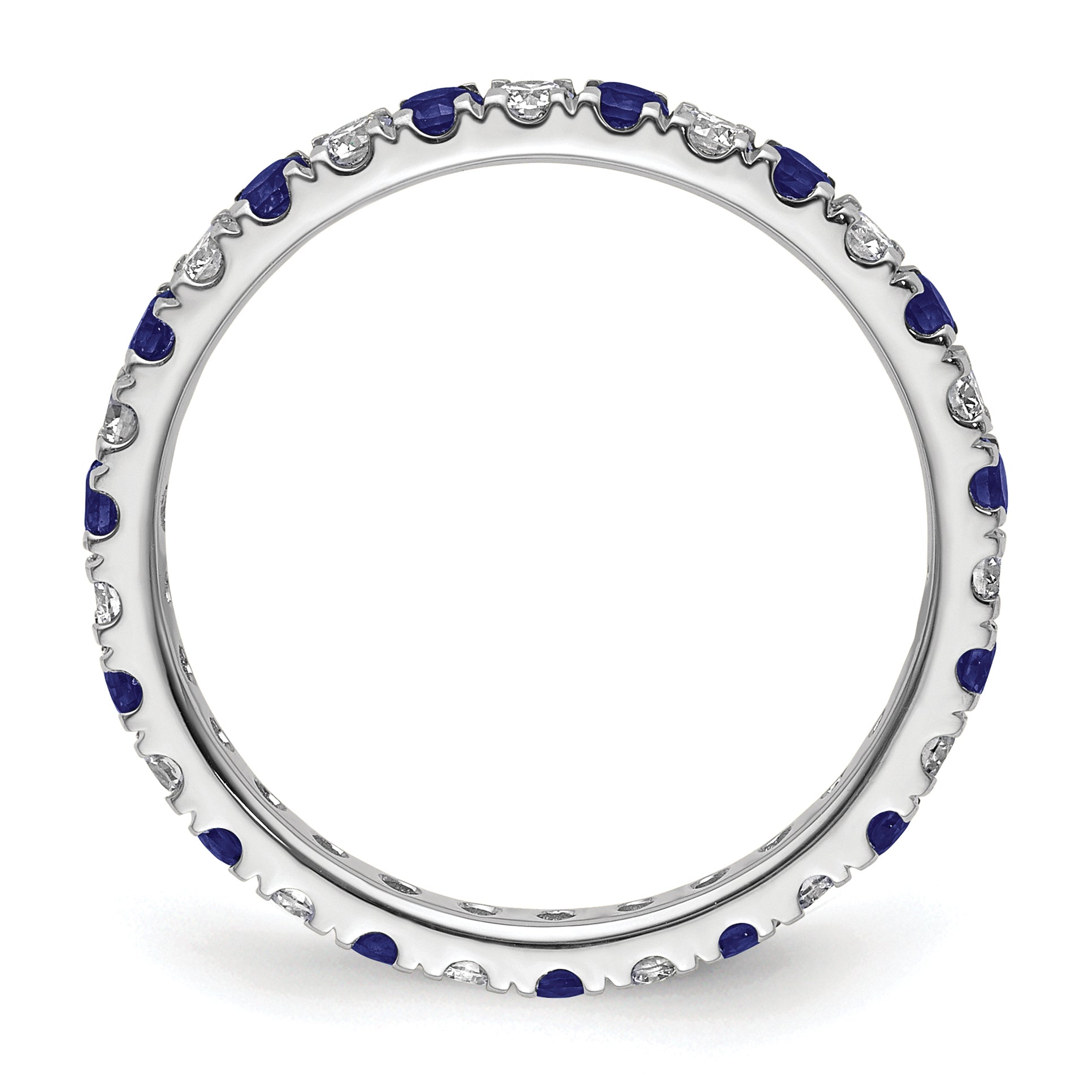 14K White Gold Lab Grown Dia VS/SI GH & Cr Blue Sapp Eternity Ban Secondary image