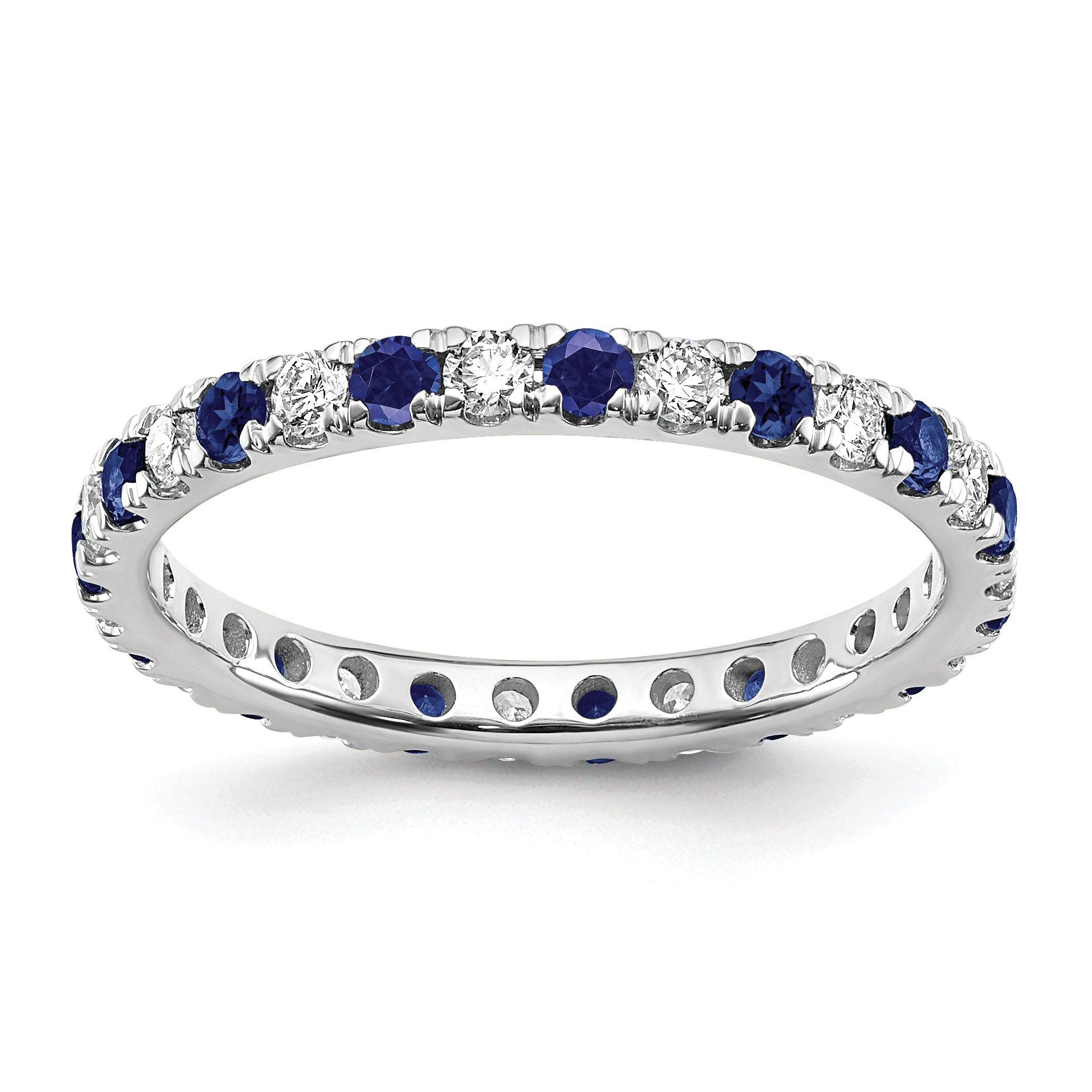 14K White Gold Lab Grown Dia VS/SI GH & Cr Blue Sapp Eternity Ban Main image
