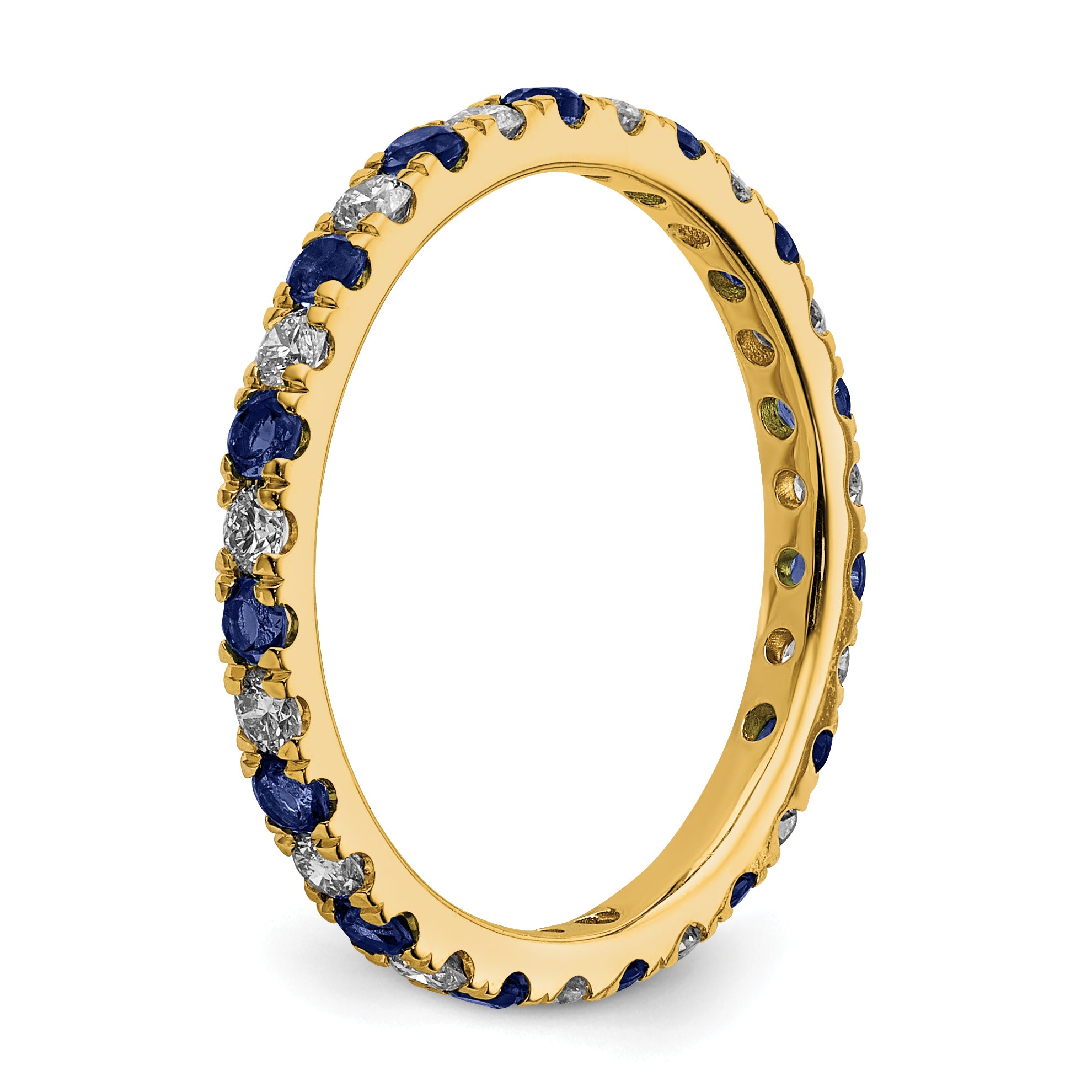 14K Lab Grown Diamond VS/SI GH & Cr Blue Sapp Eternity Band - 4