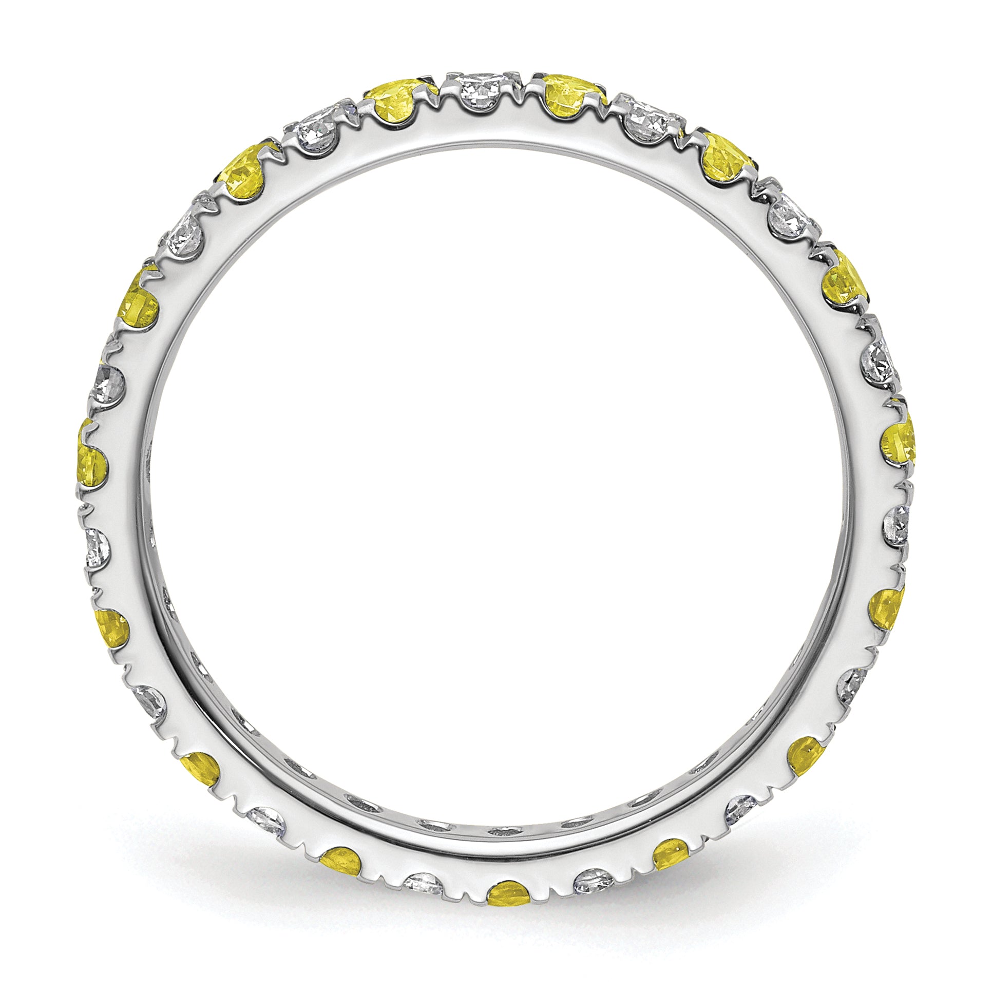 14K White Gold Lab Grown Dia VS/SI GH & Cr Yellow Sapp Eternity B - 4