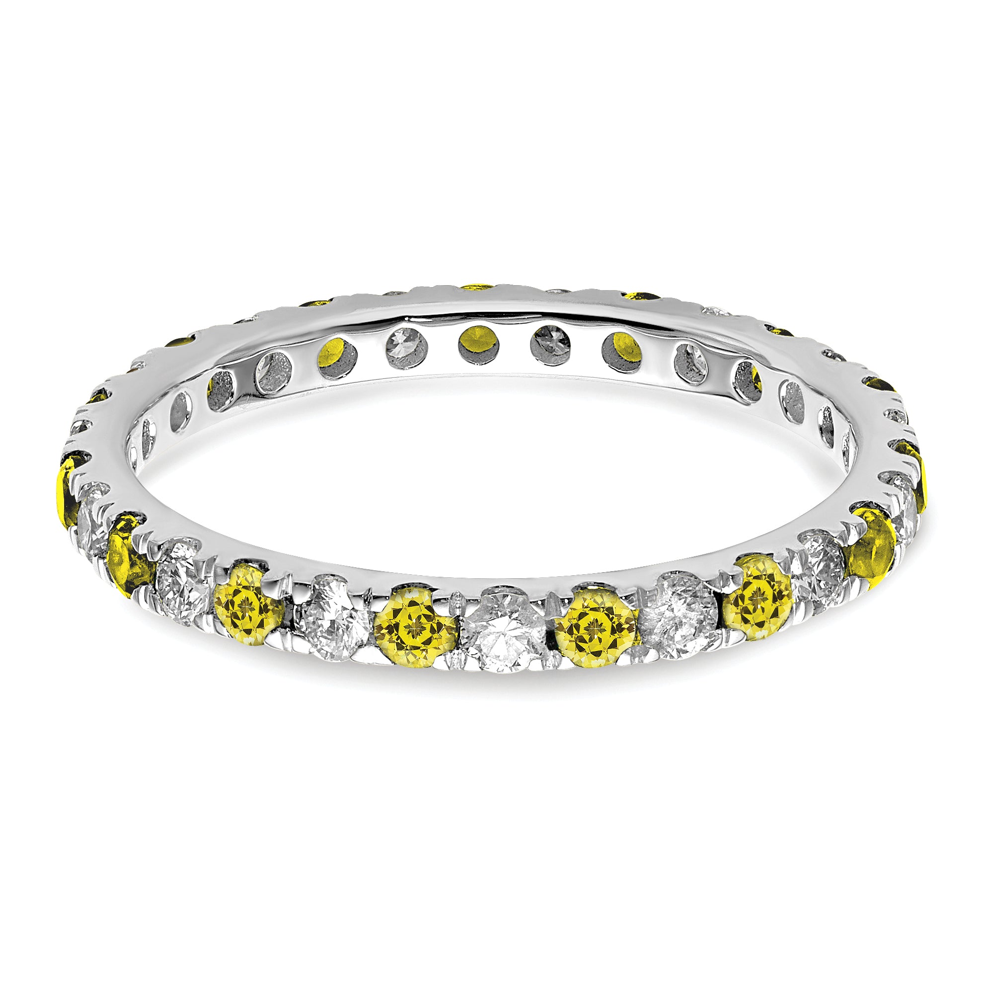 14K White Gold Lab Grown Dia VS/SI GH & Cr Yellow Sapp Eternity B - 4