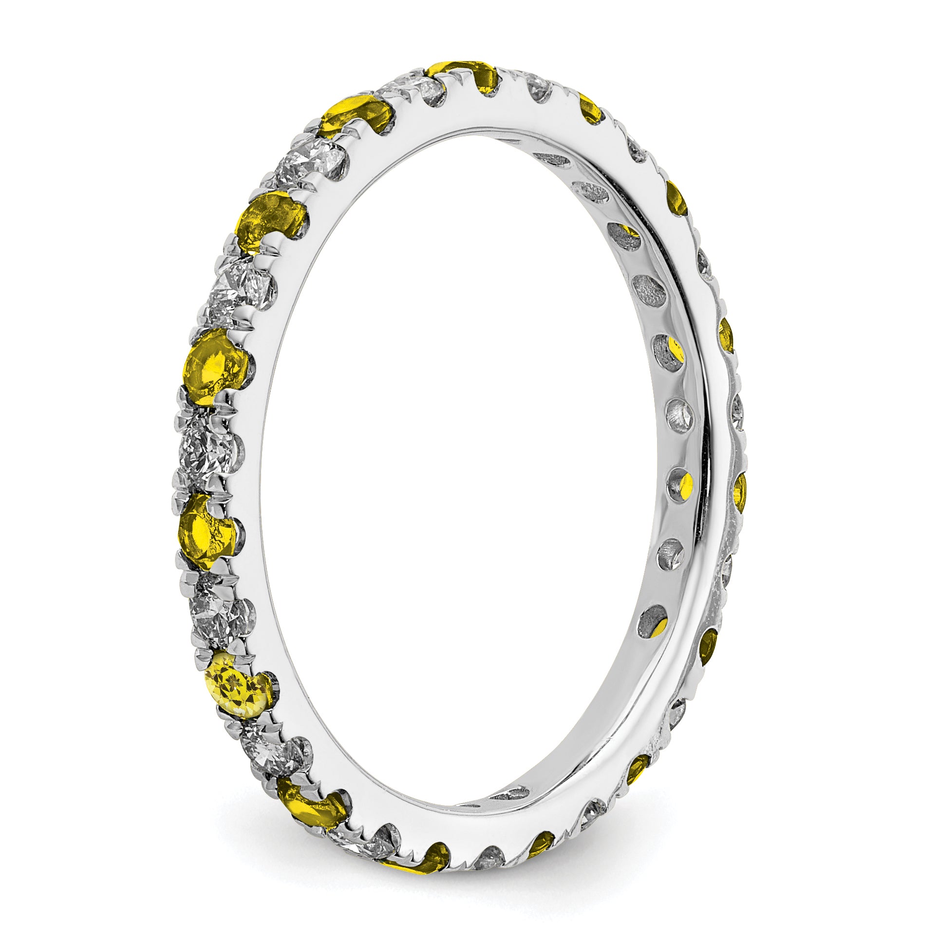 14K White Gold Lab Grown Dia VS/SI GH & Cr Yellow Sapp Eternity B - 4