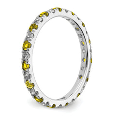 14K White Gold Lab Grown Dia VS/SI GH & Cr Yellow Sapp Eternity B - 4