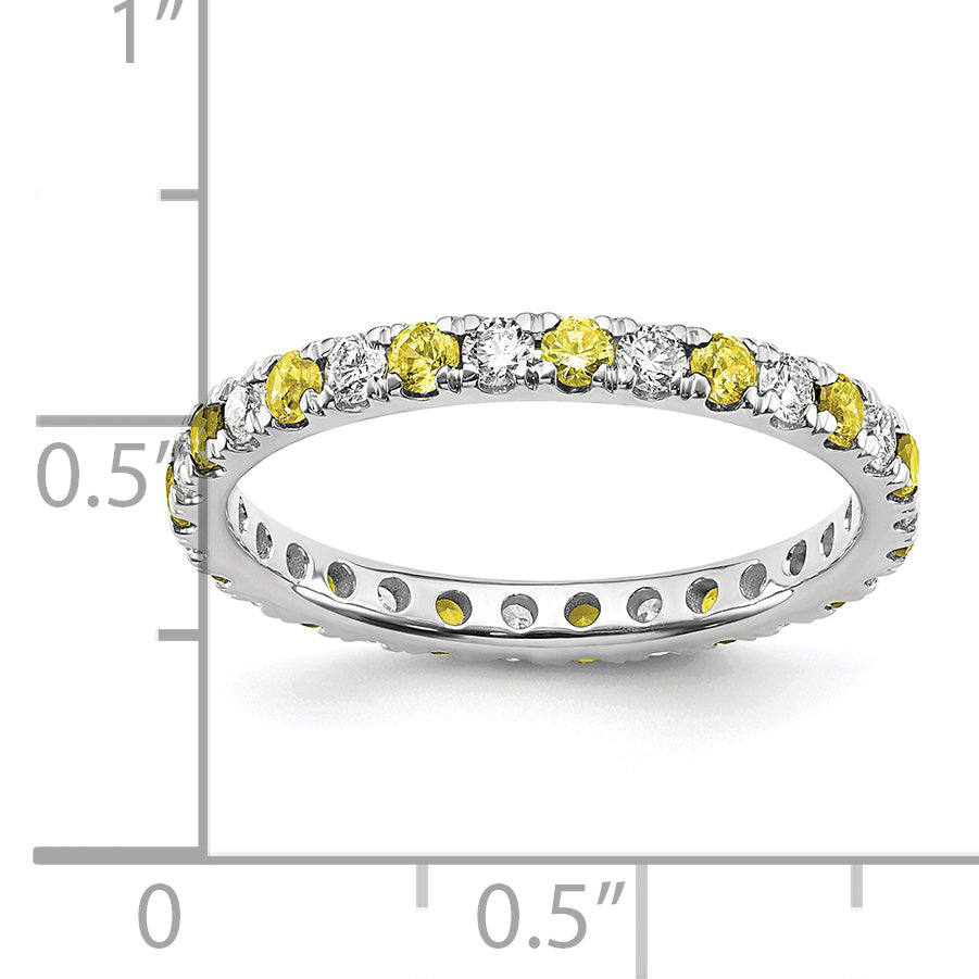 14K White Gold Lab Grown Dia VS/SI GH & Cr Yellow Sapp Eternity B - 4