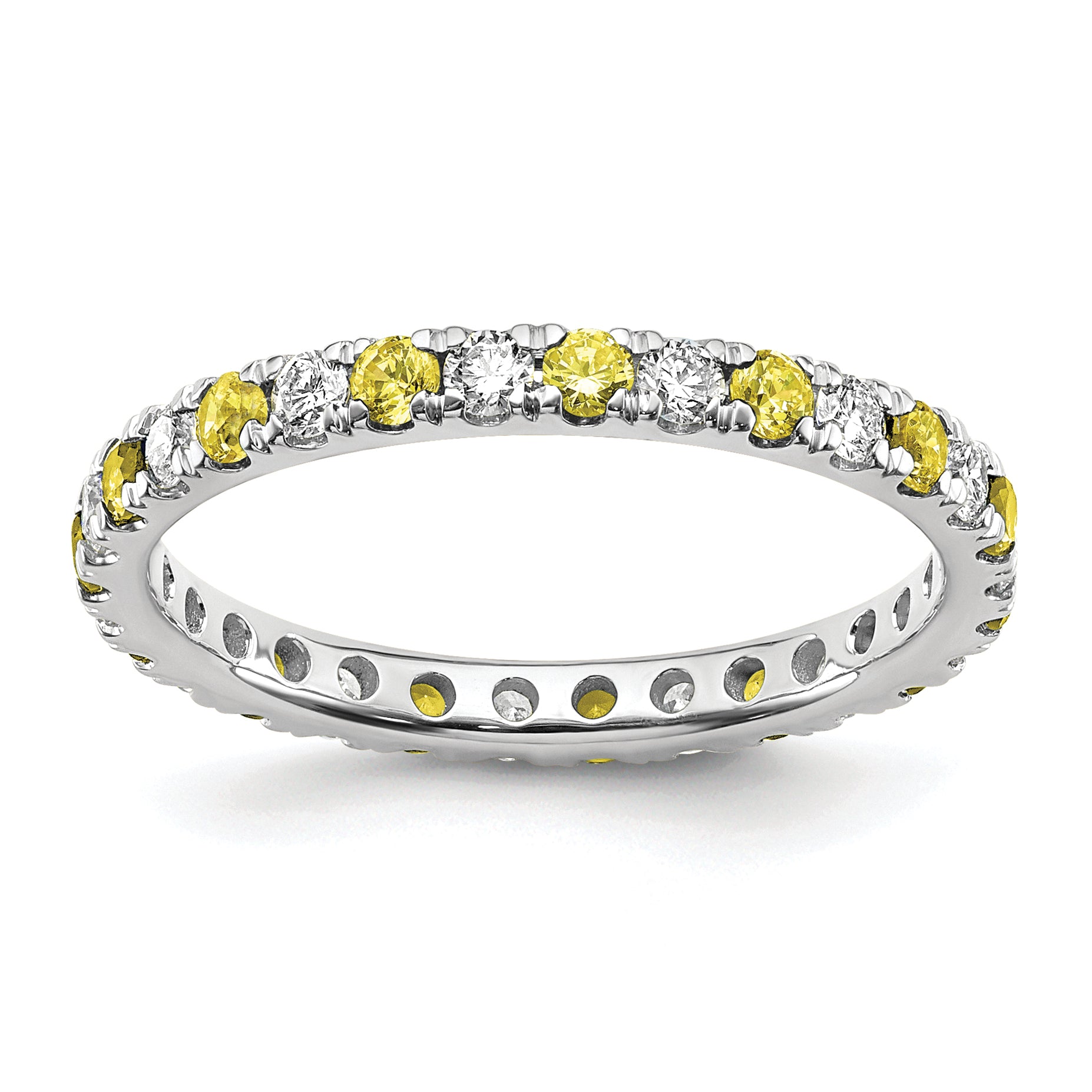 14K White Gold Lab Grown Dia VS/SI GH & Cr Yellow Sapp Eternity B Main image