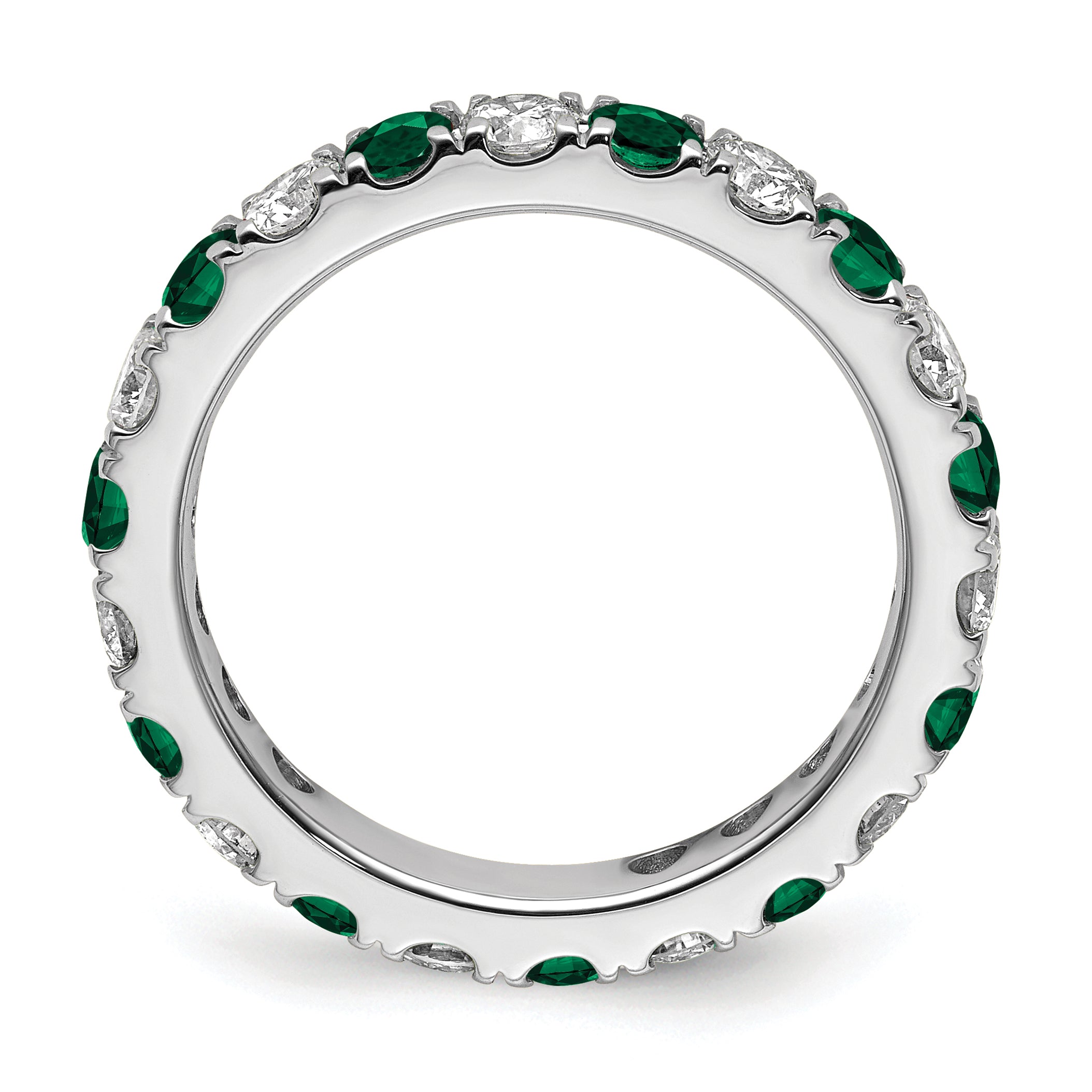 14K White Gold Lab Grown Dia VS/SI GH & Cr Emerald Eternity Band - 4