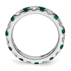 14K White Gold Lab Grown Dia VS/SI GH & Cr Emerald Eternity Band - 4