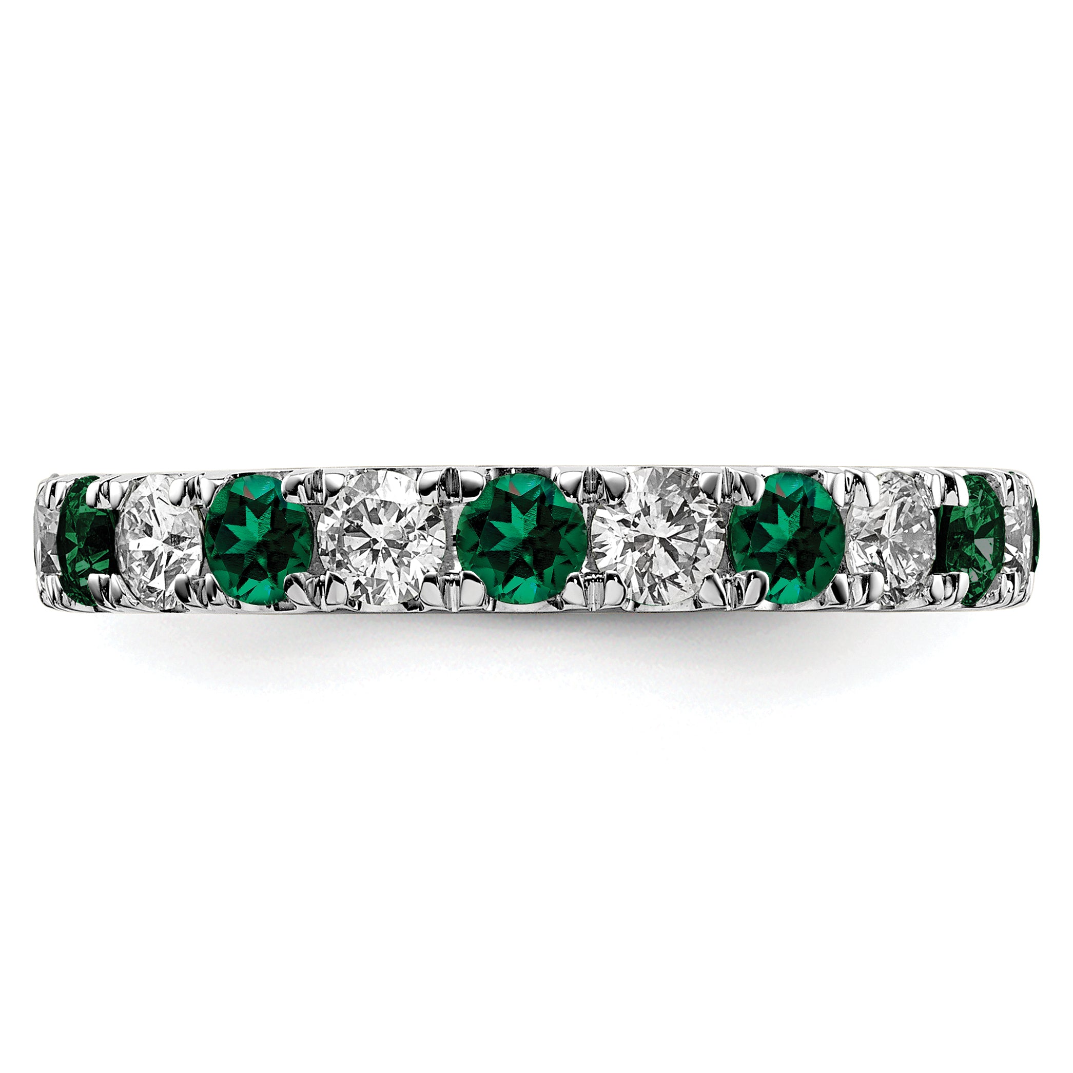 14K White Gold Lab Grown Dia VS/SI GH & Cr Emerald Eternity Band - 4