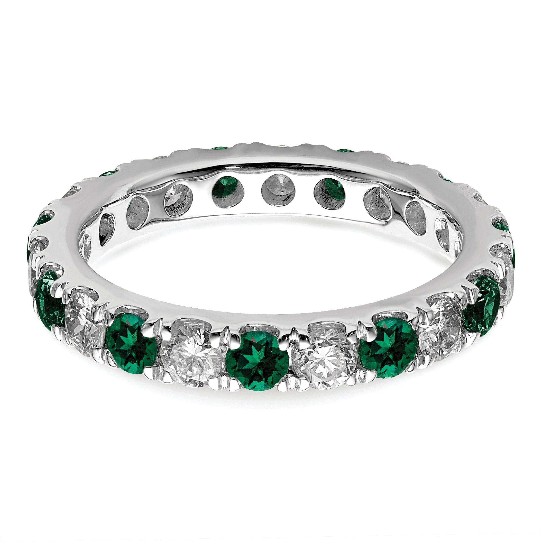 14K White Gold Lab Grown Dia VS/SI GH & Cr Emerald Eternity Band - 4