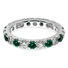 14K White Gold Lab Grown Dia VS/SI GH & Cr Emerald Eternity Band - 4