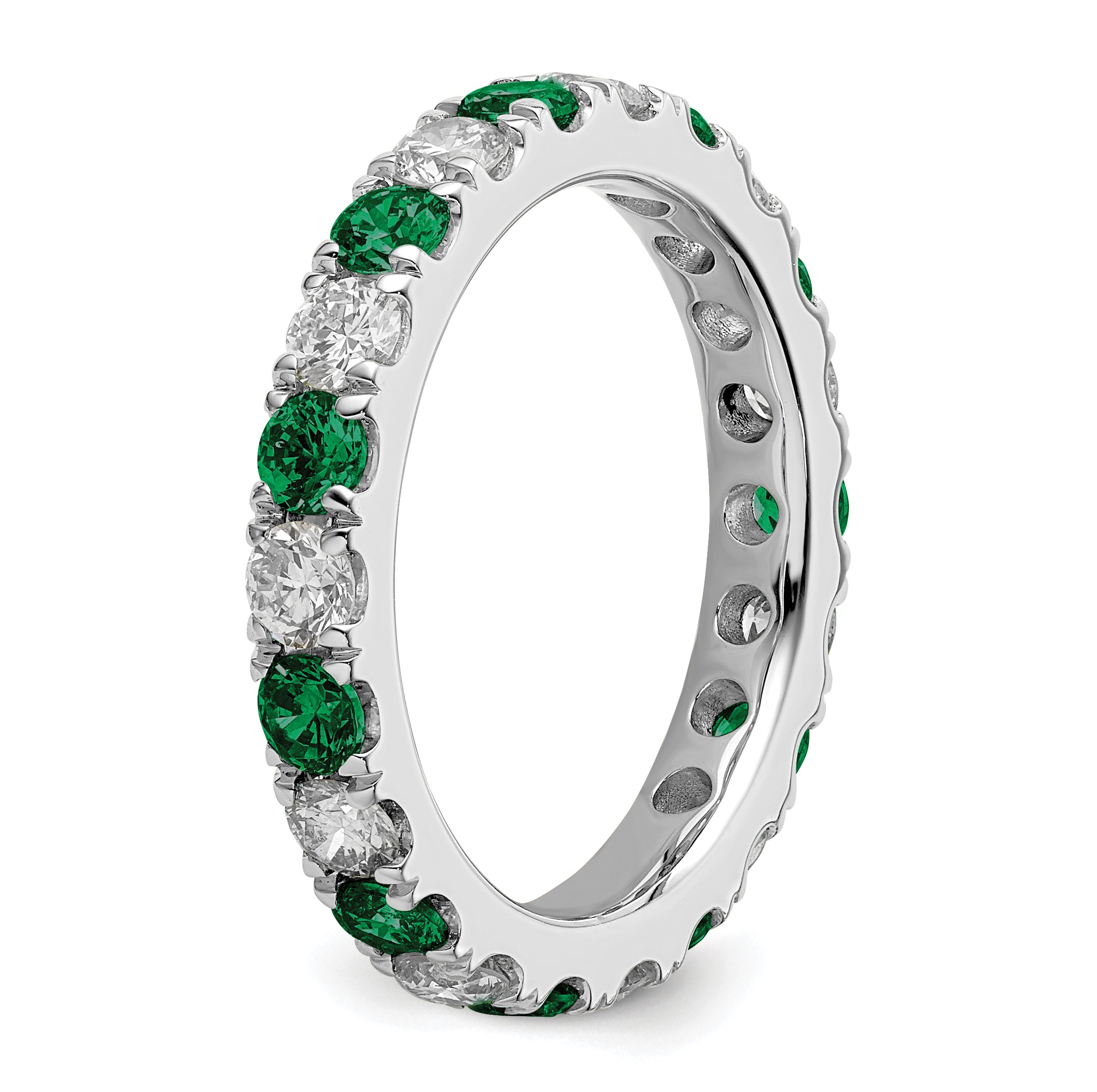14K White Gold Lab Grown Dia VS/SI GH & Cr Emerald Eternity Band - 4