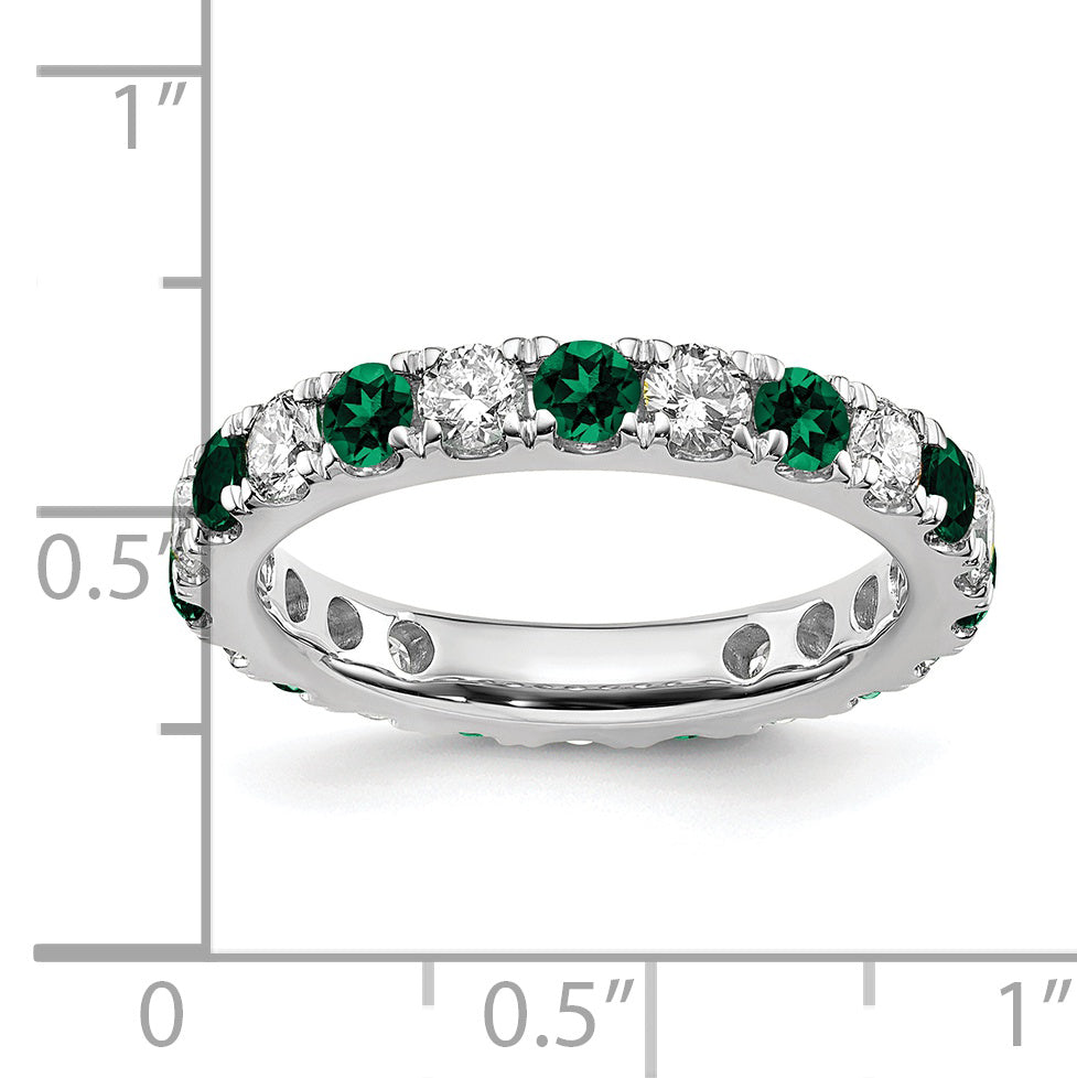 14K White Gold Lab Grown Dia VS/SI GH & Cr Emerald Eternity Band - 4