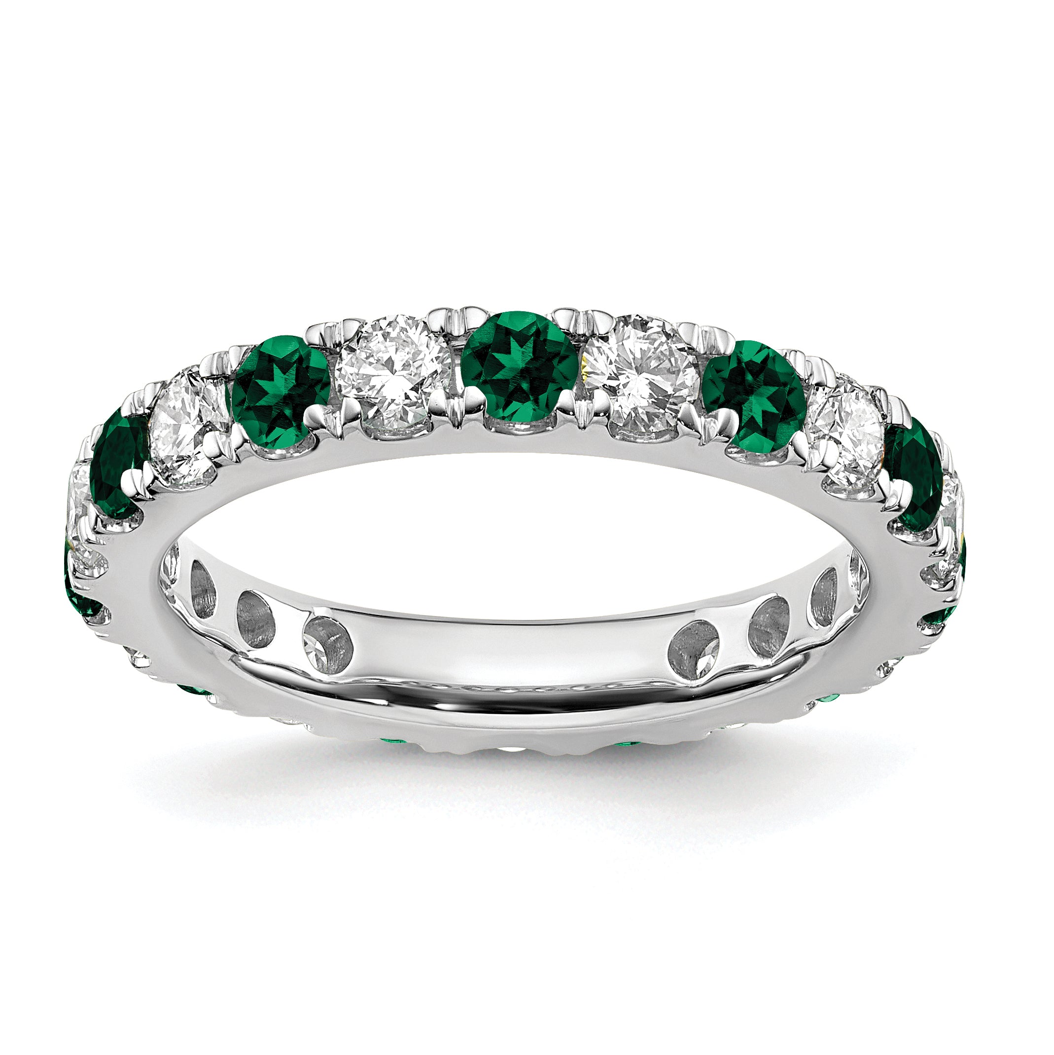 14K White Gold Lab Grown Dia VS/SI GH & Cr Emerald Eternity Band Main image