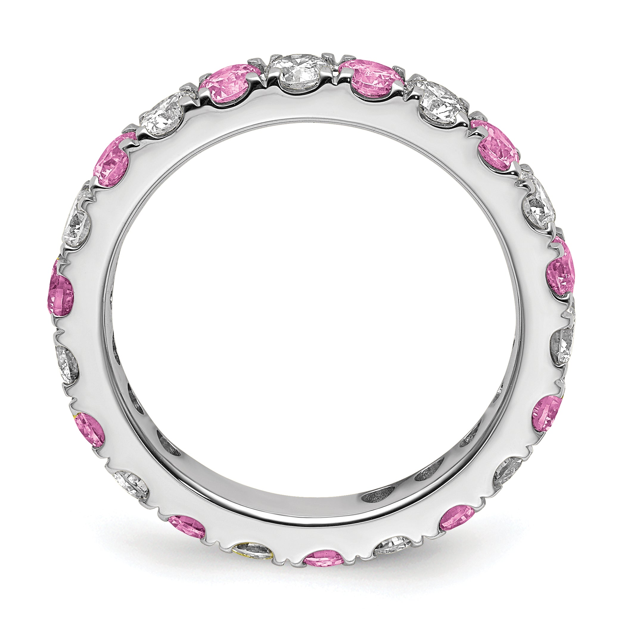14K White Gold Lab Grown Dia VS/SI GH & Cr Pink Sapp Eternity Ban - 4