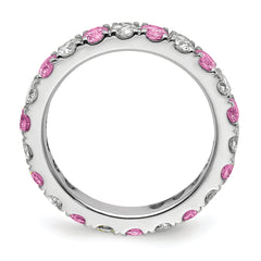 14K White Gold Lab Grown Dia VS/SI GH & Cr Pink Sapp Eternity Ban - 4