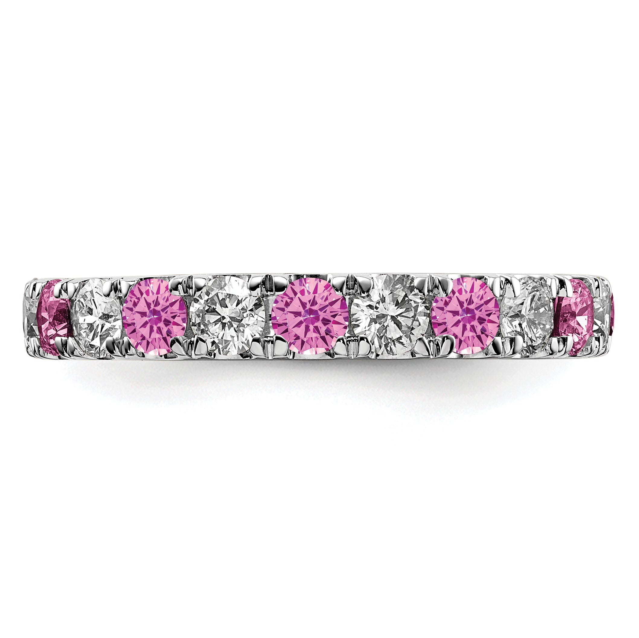 14K White Gold Lab Grown Dia VS/SI GH & Cr Pink Sapp Eternity Ban - 4
