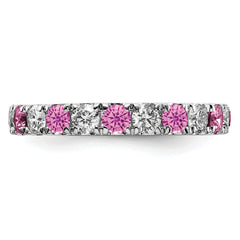 14K White Gold Lab Grown Dia VS/SI GH & Cr Pink Sapp Eternity Ban - 4