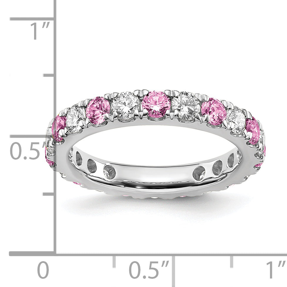 14K White Gold Lab Grown Dia VS/SI GH & Cr Pink Sapp Eternity Ban - 4