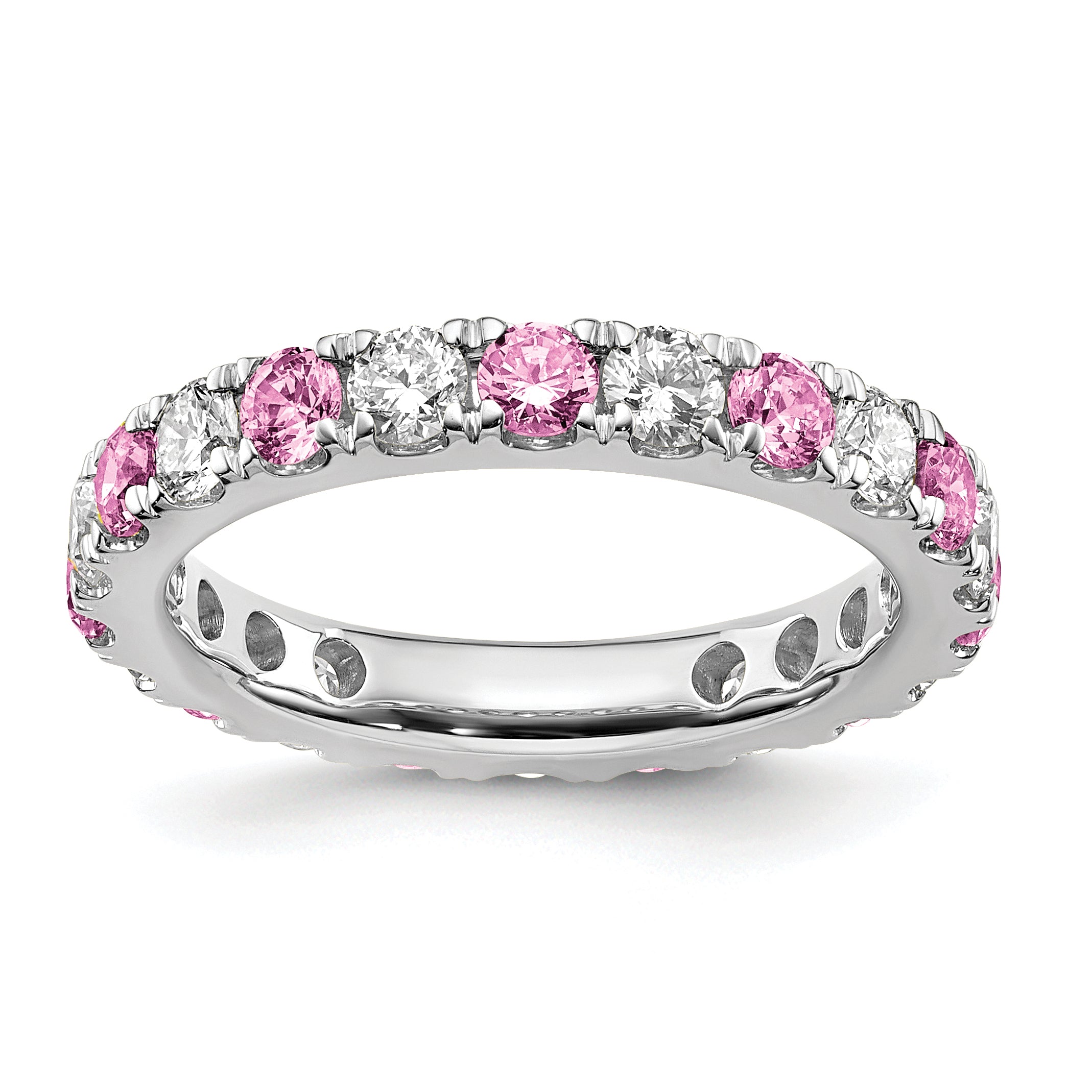 14K White Gold Lab Grown Dia VS/SI GH & Cr Pink Sapp Eternity Ban Main image