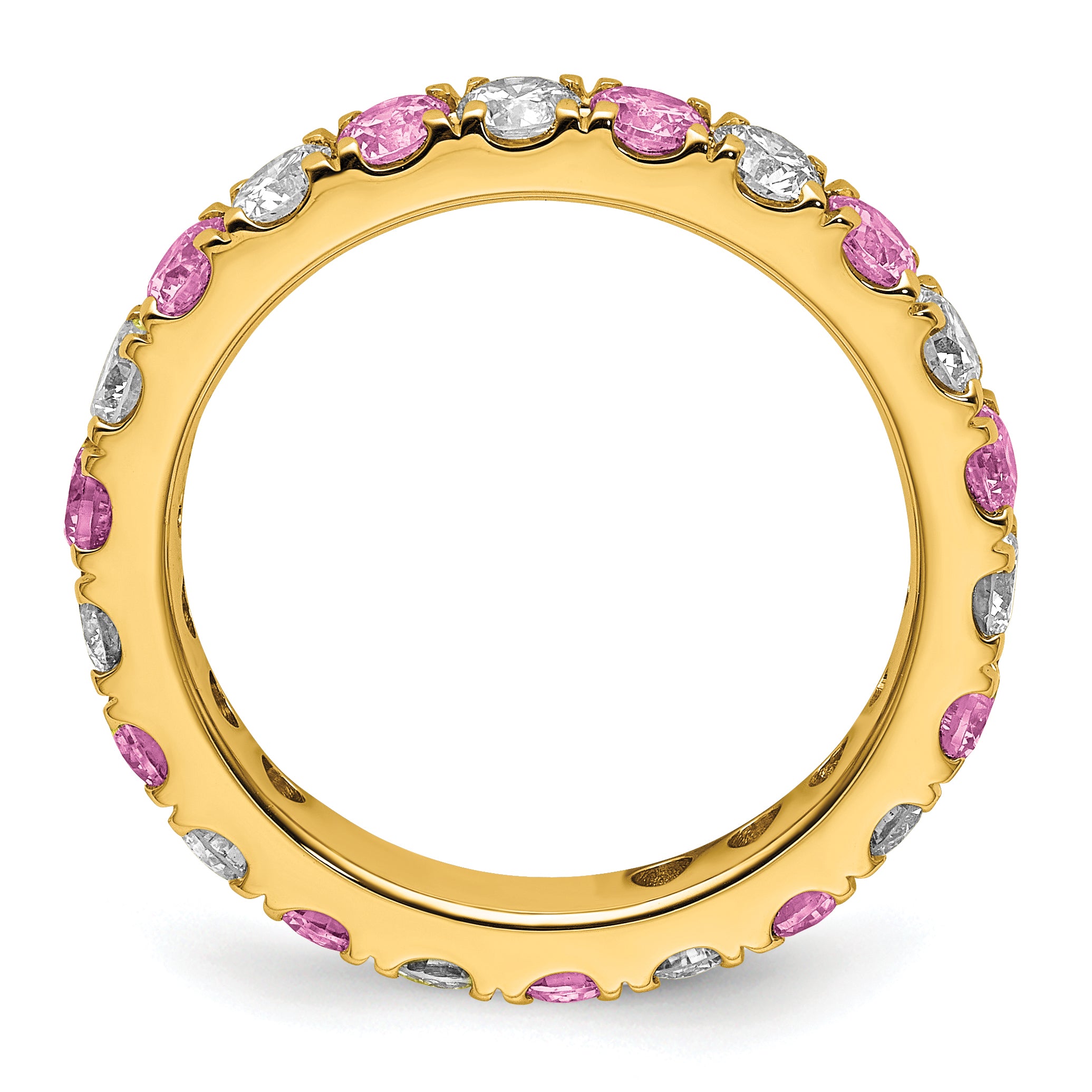 14K Lab Grown Diamond VS/SI GH & Cr Pink Sapp Eternity Band - 4