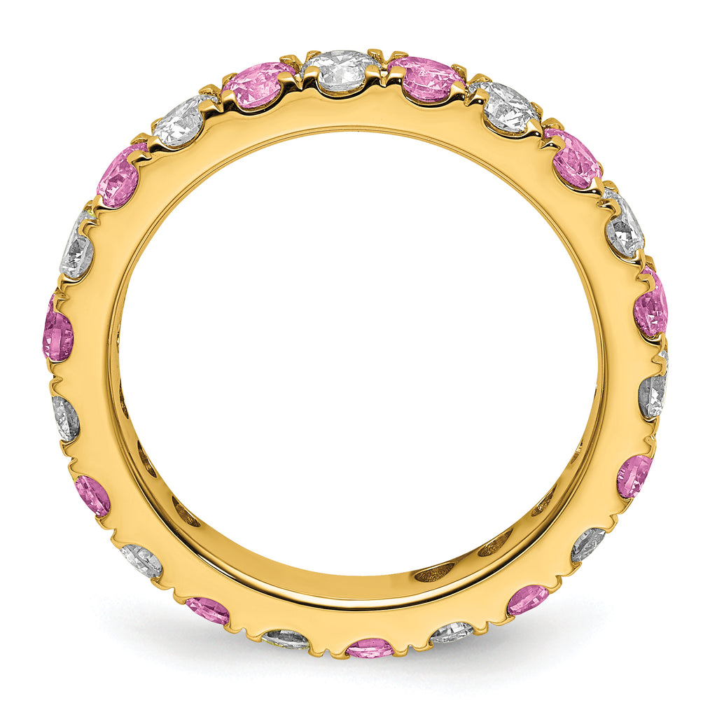 14K Lab Grown Diamond VS/SI GH & Cr Pink Sapp Eternity Band