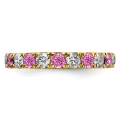 14K Lab Grown Diamond VS/SI GH & Cr Pink Sapp Eternity Band - 4
