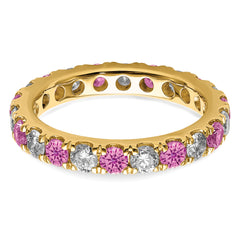14K Lab Grown Diamond VS/SI GH & Cr Pink Sapp Eternity Band - 4