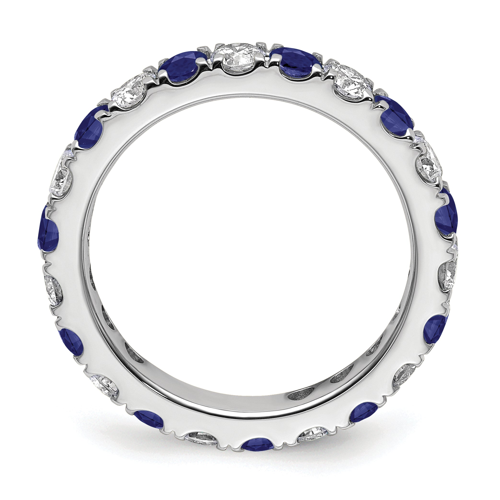 14K White Gold Lab Grown Dia VS/SI GH & Cr Blue Sapp Eternity Ban - 4