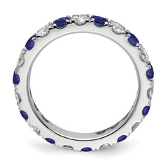 14K White Gold Lab Grown Dia VS/SI GH & Cr Blue Sapp Eternity Ban - 4
