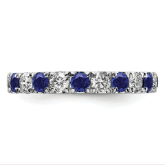 14K White Gold Lab Grown Dia VS/SI GH & Cr Blue Sapp Eternity Ban - 4