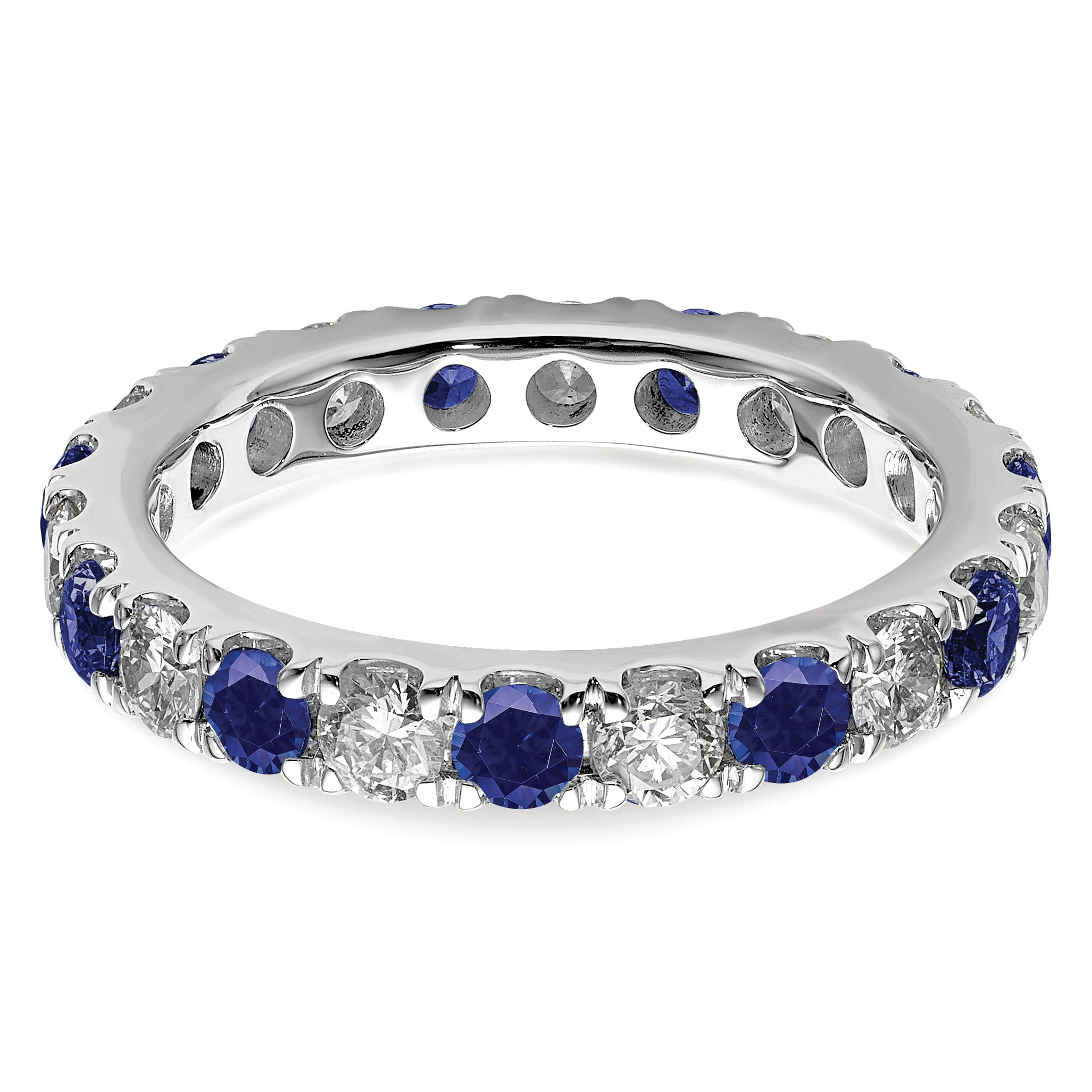 14K White Gold Lab Grown Dia VS/SI GH & Cr Blue Sapp Eternity Ban - 4