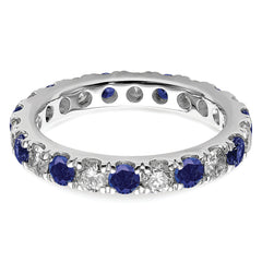 14K White Gold Lab Grown Dia VS/SI GH & Cr Blue Sapp Eternity Ban - 4