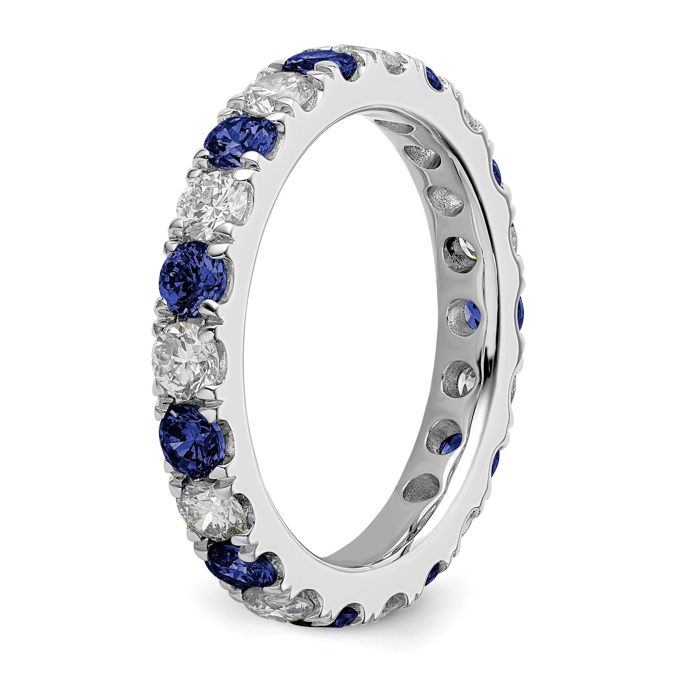 14K White Gold Lab Grown Dia VS/SI GH & Cr Blue Sapp Eternity Ban - 4