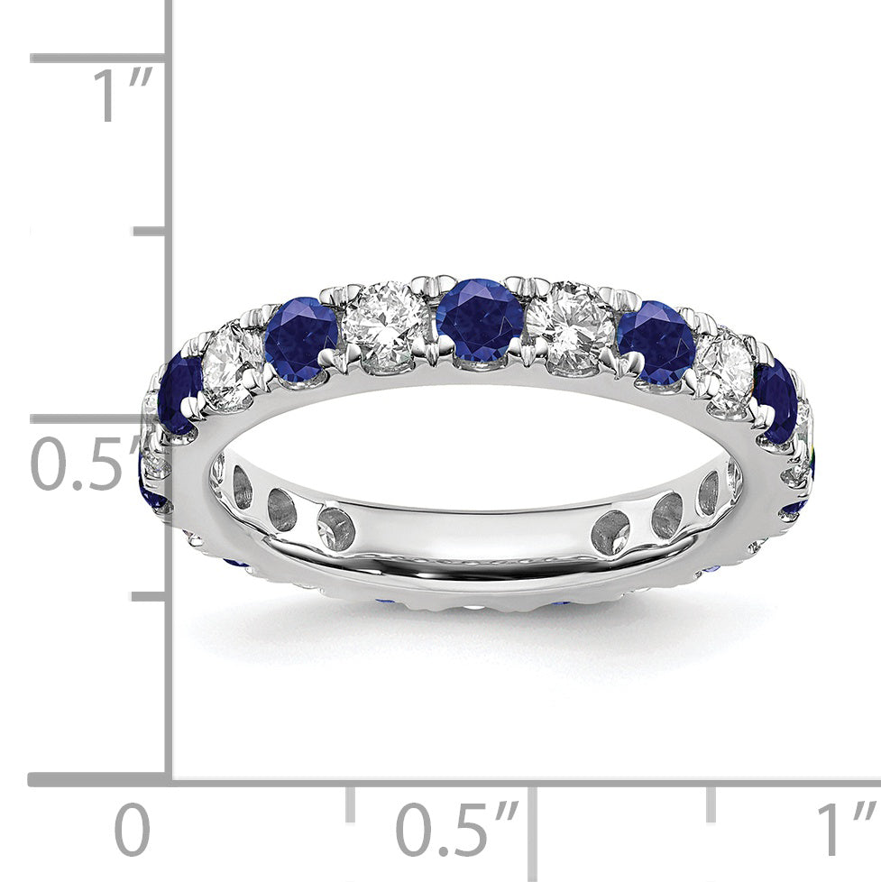 14K White Gold Lab Grown Dia VS/SI GH & Cr Blue Sapp Eternity Ban - 4