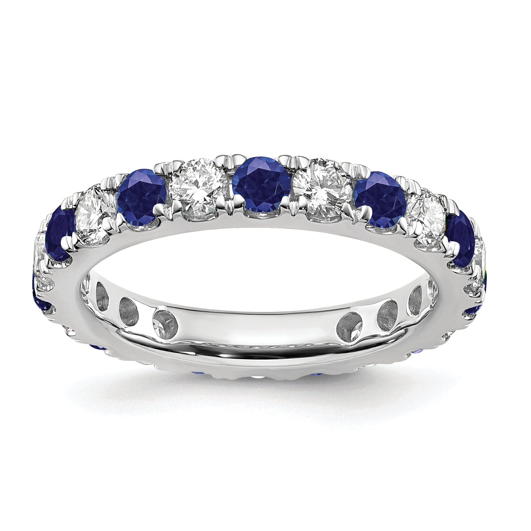 14K White Gold Lab Grown Dia VS/SI GH & Cr Blue Sapp Eternity Ban Main image