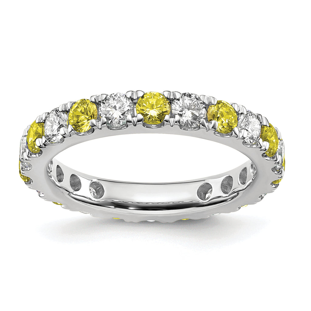 14K White Gold Lab Grown Dia VS/SI GH & Cr Yellow Sapp Eternity B