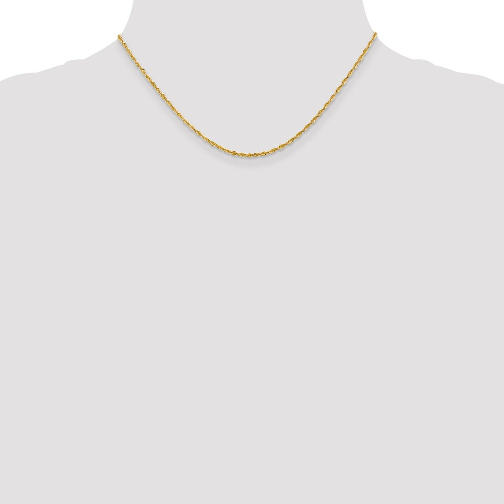 14K Gold Rope Necklace with Diamond-Cut 2mm Lightweight Chain