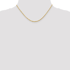 14K Gold Rope Necklace with Diamond-Cut 2mm Lightweight Chain