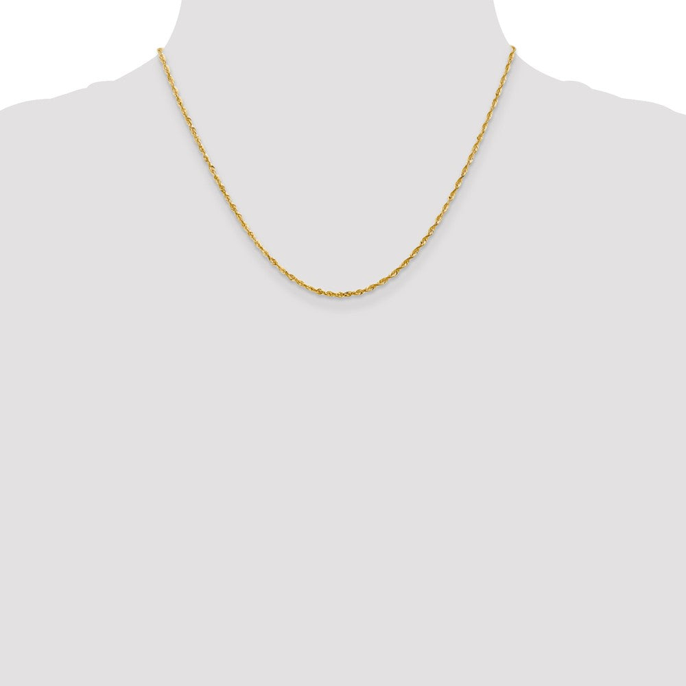 14K Gold Rope Necklace with Diamond-Cut 2mm Lightweight Chain
