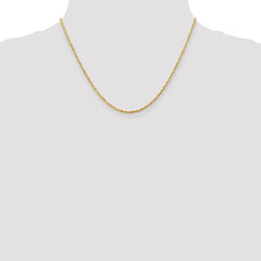 14K Gold Rope Necklace with Diamond-Cut 2mm Lightweight Chain