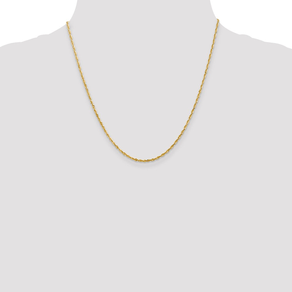 14K Gold Rope Necklace with Diamond-Cut 2mm Lightweight Chain