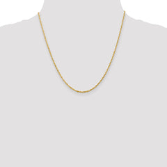 14K Gold Rope Necklace with Diamond-Cut 2mm Lightweight Chain