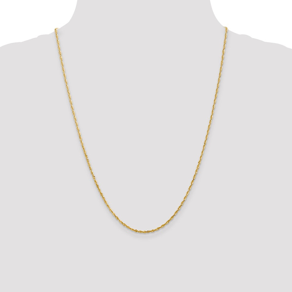 14K Gold Rope Necklace with Diamond-Cut 2mm Lightweight Chain