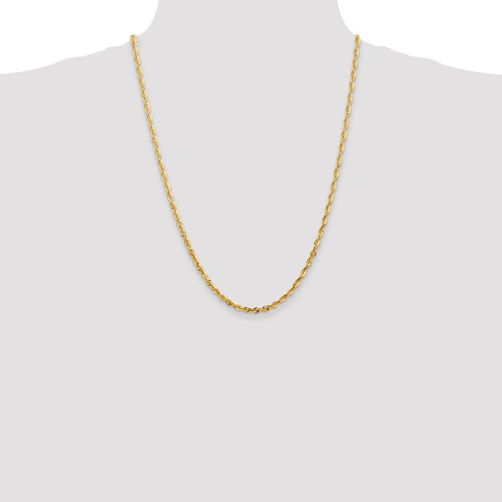 Sophia Jewelers 14K Gold Rope Necklace with Diamond-Cut 18" Lightweight Design