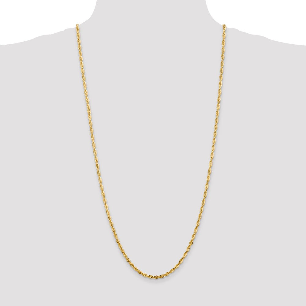 Sophia Jewelers 14K Gold Rope Necklace with Diamond-Cut 18" Lightweight Design